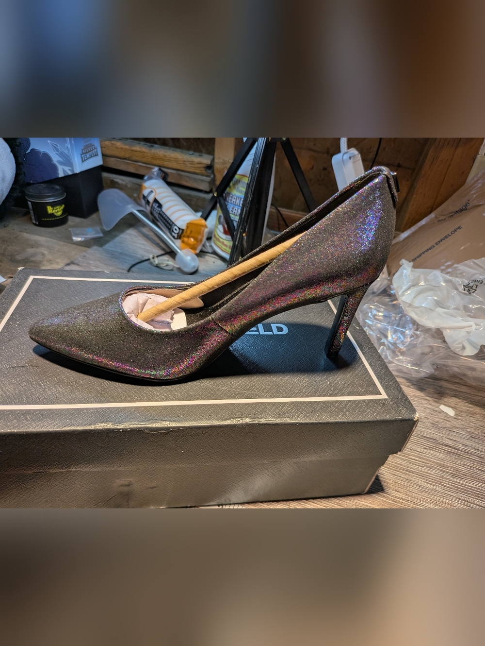 Karl Lagerfeld NEW In‎ Box Multi Color Glitter Heels Size 6M